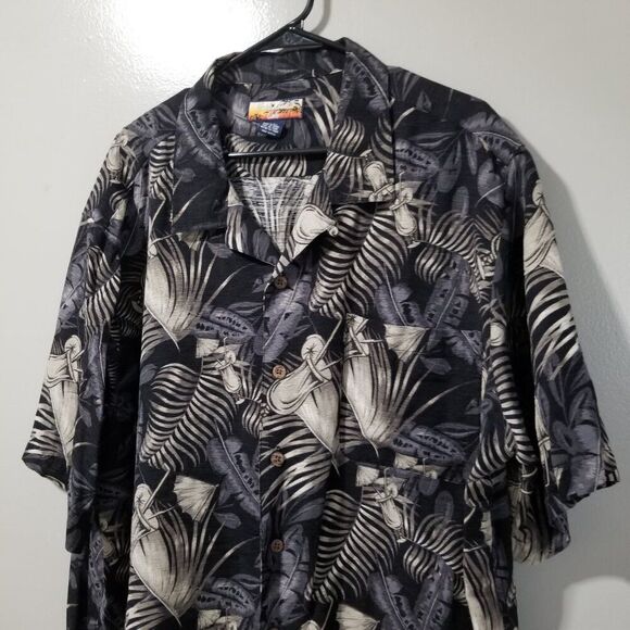 Havana Jack Cafe Men's Shirt XXL 100% Silk Tropical Button Up Short Sleeve - Picture 1 of 10